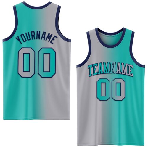 Gradient0661 Custom Aqua Gray-Navy Authentic Gradient Fashion Basketball Jersey