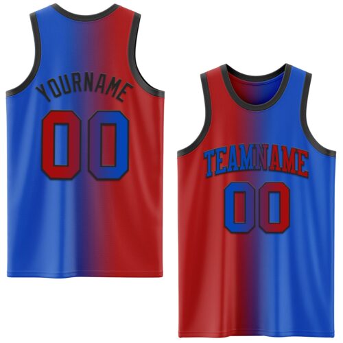 Gradient0664 Custom Thunder Blue Red-Black Authentic Gradient Fashion Basketball Jersey