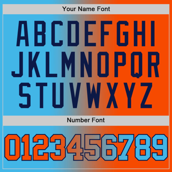 Custom Sky Blue Orange-Navy Authentic Gradient Fashion Basketball Jersey