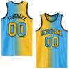Custom Sky Blue Gold-Black Authentic Gradient Fashion Basketball Jersey