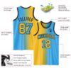 Custom Sky Blue Gold-Black Authentic Gradient Fashion Basketball Jersey