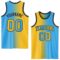 Custom Sky Blue Gold-Black Authentic Gradient Fashion Basketball Jersey