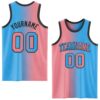 Custom Sky Blue Medium Pink-Black Authentic Gradient Fashion Basketball Jersey