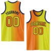 Custom Neon Yellow Bay Orange-Navy Authentic Gradient Fashion Basketball Jersey