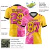 Custom Yellow Pink-Black Authentic Gradient Fashion Scratch Football Jersey