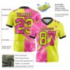 Custom Neon Yellow Pink-Black Authentic Gradient Fashion Scratch Football Jersey