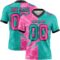 Gradient0689 Custom Aqua Pink-Black Authentic Gradient Fashion Scratch Football Jersey
