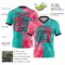 Custom Aqua Neon Pink-Black Authentic Gradient Fashion Scratch Football Jersey
