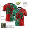 Custom Red Kelly Green-Black Authentic Gradient Fashion Scratch Football Jersey