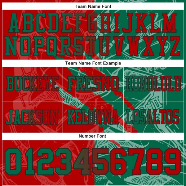 Custom Red Kelly Green-Black Authentic Gradient Fashion Scratch Football Jersey