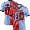 Custom Light Blue Red-Black Authentic Gradient Fashion Scratch Football Jersey