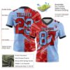 Custom Light Blue Red-Black Authentic Gradient Fashion Scratch Football Jersey