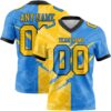 Custom Powder Blue Yellow-Black Authentic Gradient Fashion Scratch Football Jersey