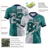Custom Teal Gray-Navy Authentic Gradient Fashion Scratch Football Jersey