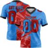 Custom Powder Blue Red-Navy Authentic Gradient Fashion Scratch Football Jersey