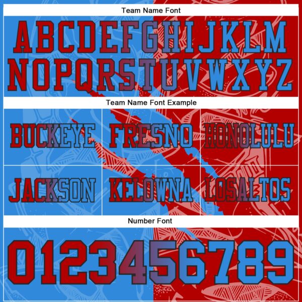 Custom Powder Blue Red-Navy Authentic Gradient Fashion Scratch Football Jersey