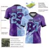 Custom Purple Light Blue-Black Authentic Gradient Fashion Scratch Football Jersey