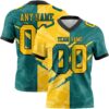 Custom Teal Yellow-Black Authentic Gradient Fashion Scratch Football Jersey