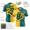 Custom Teal Yellow-Black Authentic Gradient Fashion Scratch Football Jersey