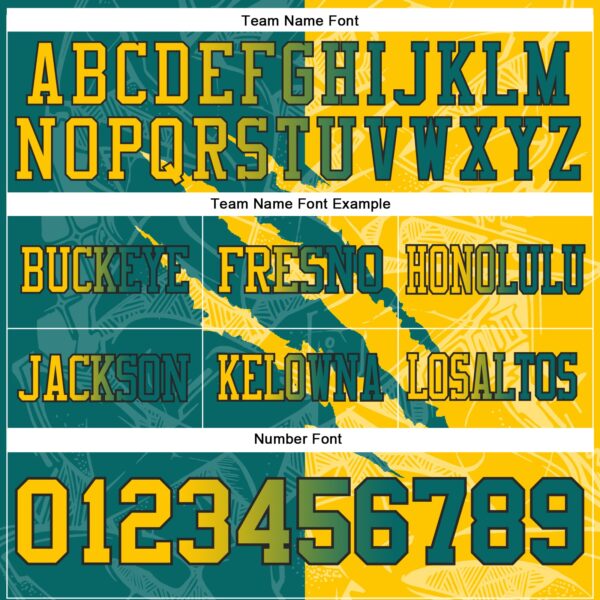 Custom Teal Yellow-Black Authentic Gradient Fashion Scratch Football Jersey
