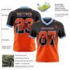 Custom Black Orange-Light Blue Authentic Gradient Square Shape Flag Football Jersey