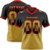 Custom Black Old Gold-Red Authentic Gradient Square Shape Flag Football Jersey