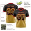 Custom Black Old Gold-Red Authentic Gradient Square Shape Flag Football Jersey