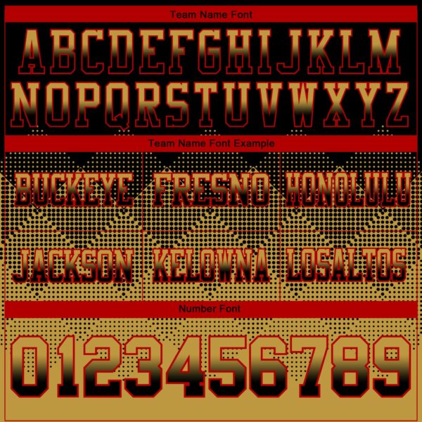 Custom Black Old Gold-Red Authentic Gradient Square Shape Flag Football Jersey