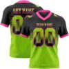 Custom Black Neon Green-Pink Authentic Gradient Square Shape Flag Football Jersey
