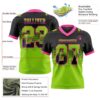 Custom Black Neon Green-Pink Authentic Gradient Square Shape Flag Football Jersey