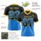 Gradient0745-2 Custom Black Powder Blue-Yellow Authentic Gradient Square Shape Flag Football Jersey