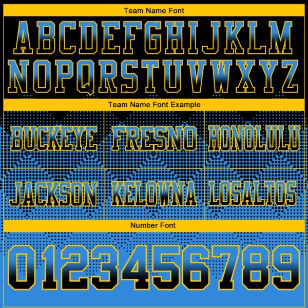 Custom Black Powder Blue-Yellow Authentic Gradient Square Shape Flag Football Jersey