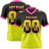Custom Black Neon Yellow-Pink Authentic Gradient Square Shape Flag Football Jersey
