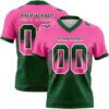 Custom Pink Green-White Authentic Gradient Square Shape Flag Football Jersey