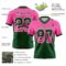Gradient0754-2 Custom Pink Green-White Authentic Gradient Square Shape Flag Football Jersey