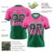 Gradient0755-2 Custom Pink Kelly Green-White Authentic Gradient Square Shape Flag Football Jersey
