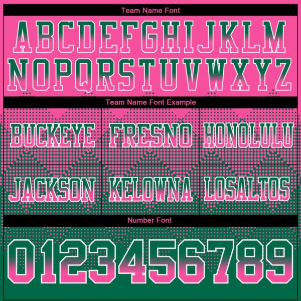 Custom Pink Kelly Green-White Authentic Gradient Square Shape Flag Football Jersey