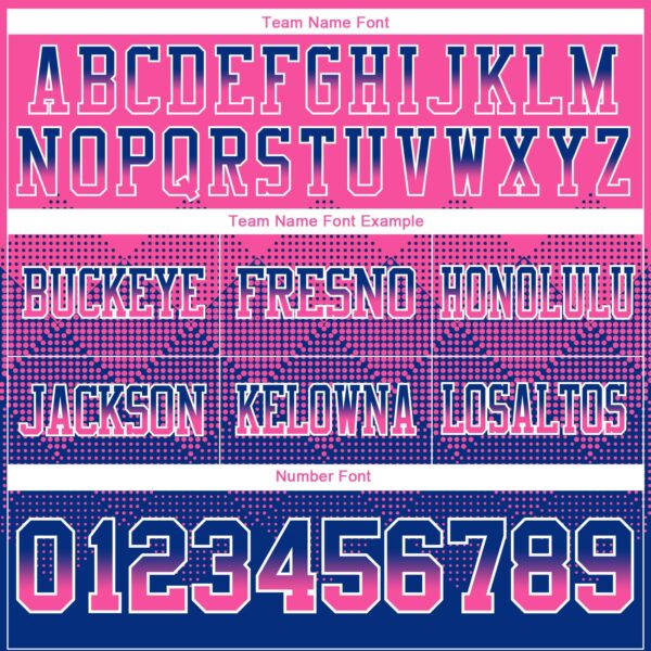 Custom Pink Royal-White Authentic Gradient Square Shape Flag Football Jersey