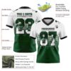 Custom White Green-Black Authentic Gradient Square Shape Flag Football Jersey