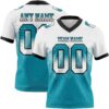 Custom White Teal-Black Authentic Gradient Square Shape Flag Football Jersey
