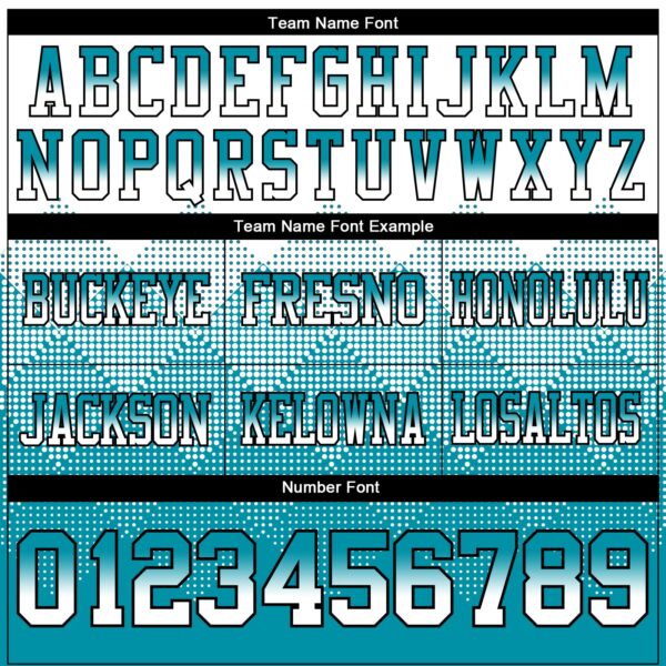 Custom White Teal-Black Authentic Gradient Square Shape Flag Football Jersey
