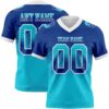 Custom Royal Lakes Blue-White Authentic Gradient Square Shape Flag Football Jersey
