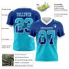 Custom Royal Lakes Blue-White Authentic Gradient Square Shape Flag Football Jersey