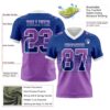 Custom Royal Medium Purple-White Authentic Gradient Square Shape Flag Football Jersey