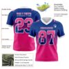 Custom Royal Hot Pink-White Authentic Gradient Square Shape Flag Football Jersey