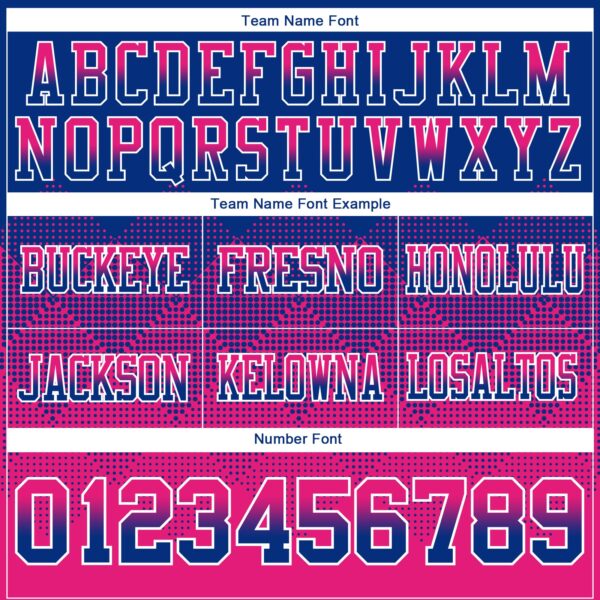 Custom Royal Hot Pink-White Authentic Gradient Square Shape Flag Football Jersey