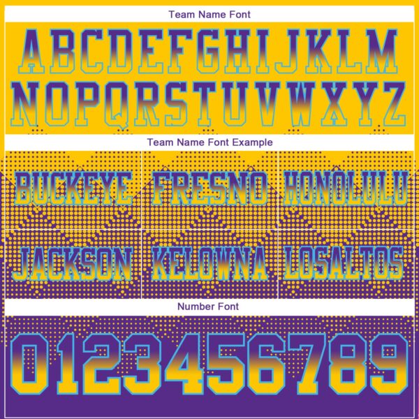 Custom Yellow Purple-Sky Blue Authentic Gradient Square Shape Flag Football Jersey