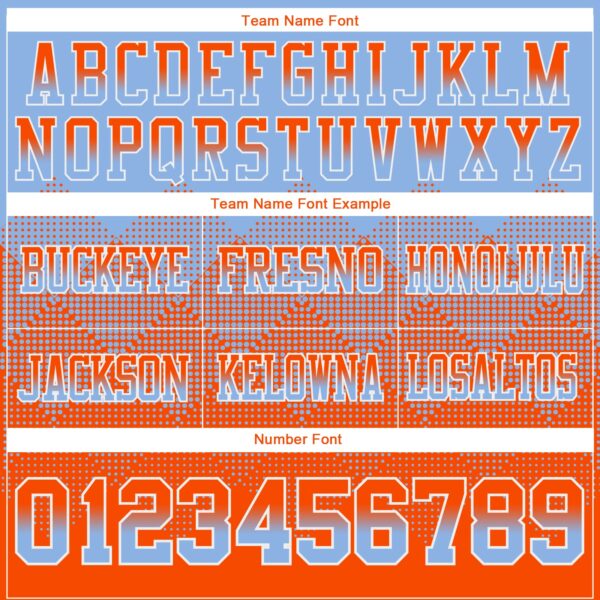 Custom Light Blue Orange-White Authentic Gradient Square Shape Flag Football Jersey