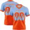 Gradient0796 Custom Light Blue Orange-White Authentic Gradient Square Shape Flag Football Jersey