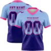 Custom Light Blue Dark Purple-Pink Authentic Gradient Square Shape Flag Football Jersey